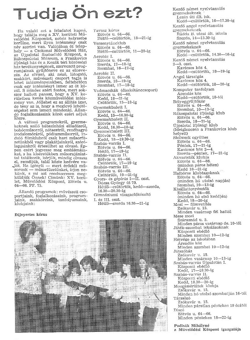 A Csokonai programkínálata 1983-ból