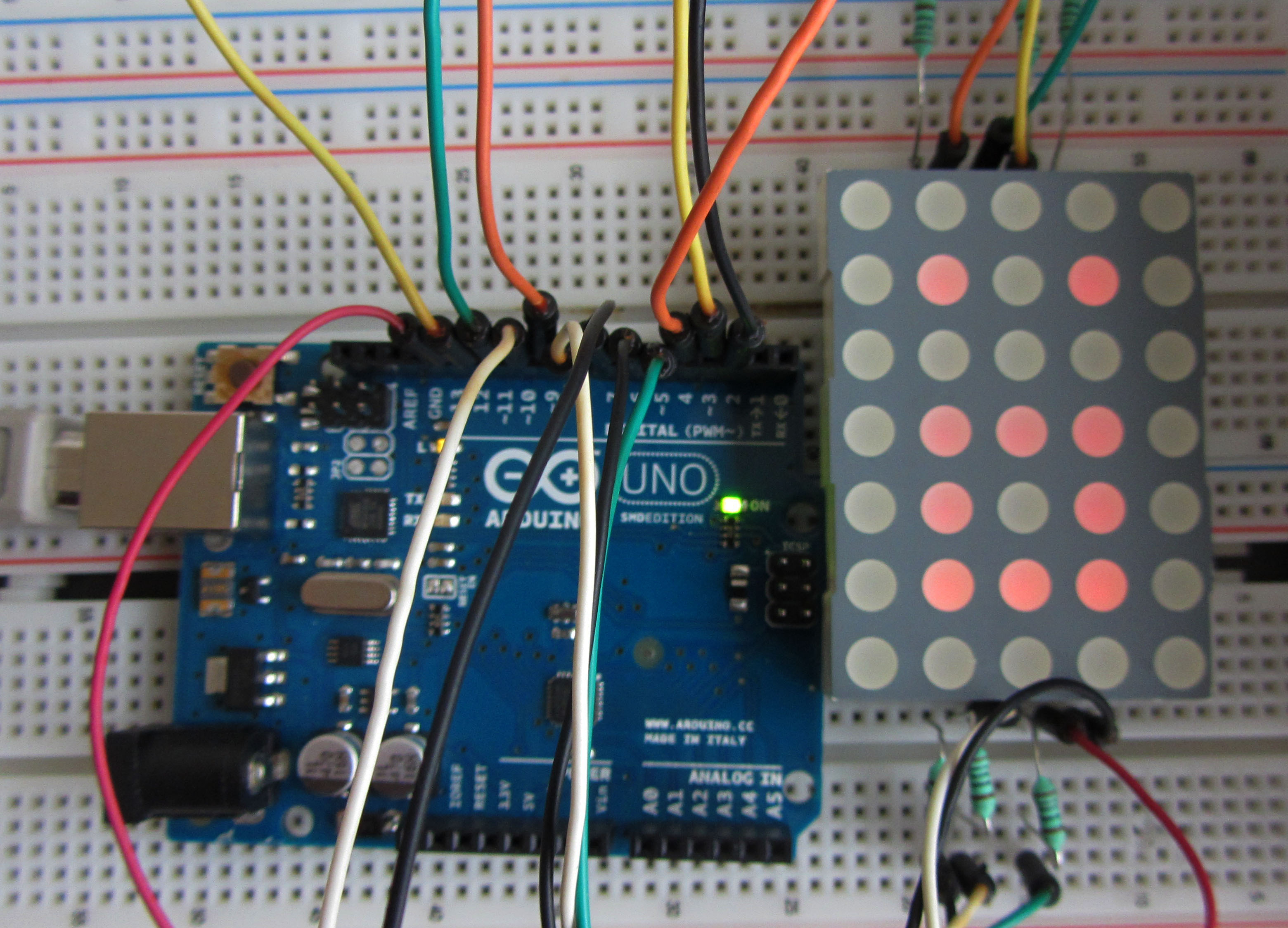 5x7 LED panel fizikai számítástechnika, arduino