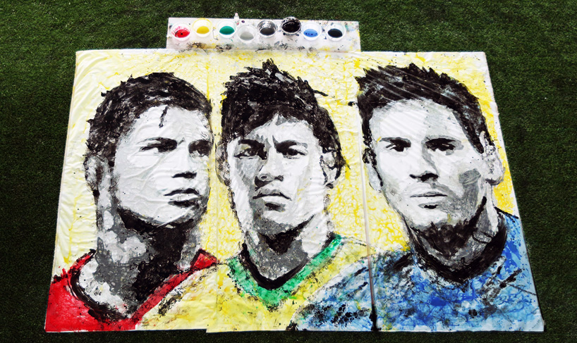 Szupersztár focisták focilabdával festve
