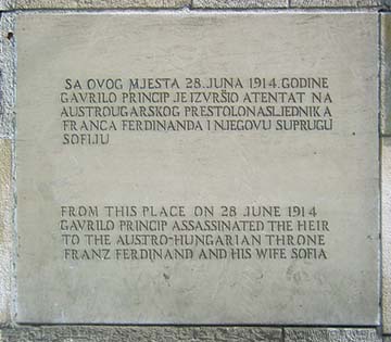 A szarajevói merénylet emléktáblája