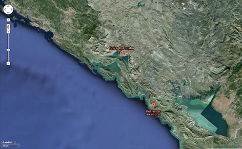 Petrovac (Castellastua) mai térképen