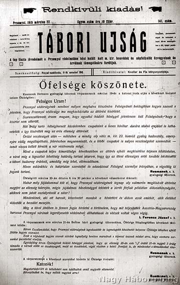 Az utolsó lap címlapja 1915. március 22.