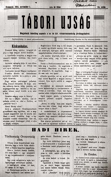 A betiltott lapszám címlapja 1914. november 1.