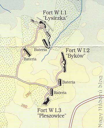Laky százados védelmi vonala az I/1 (Łysiczka) és az I/2 (Byków) védmű között húzódott