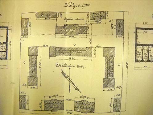 A Baross laktanya és csapatkórház tervrajza 1885-ben