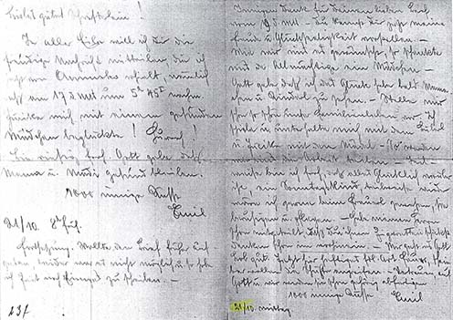 Czant Emil 1915. október 21-én nővéréhez írt német nyelvű levele