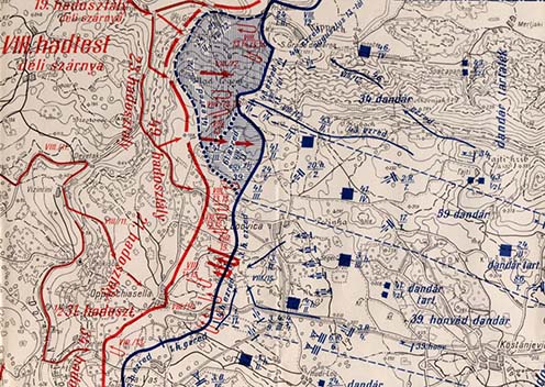 Az 1916. augusztus 13–15-ei Lokvica elleni olasz támadások is láthatók a VII. hadtest részletes helyzetéről Kostanjevica előtt a Karszt-fennsíkon, a 6. isonzói csata végén készített térképvázlat középső részén.
