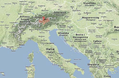 Dél-Tirol mai térképen