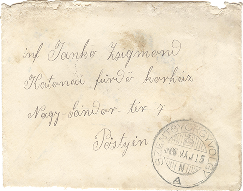 Tilda egyik korábbi levelének borítékja