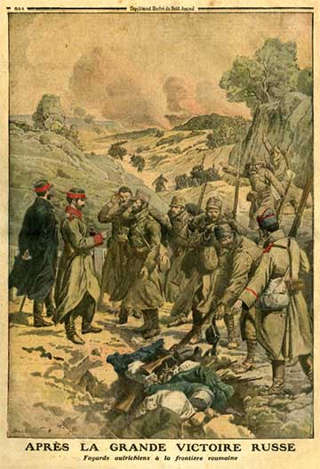 A Bruszilov-offenzíva során fogságba esett osztrák-magyar katonák, francia propagandalap