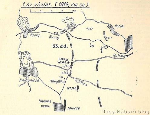 A 46-osok vonalai 1914. augusztus 30-án Rohatynnál