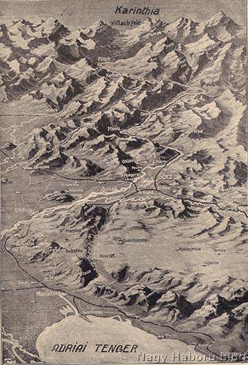 Az Isonzó front domborzati térképe