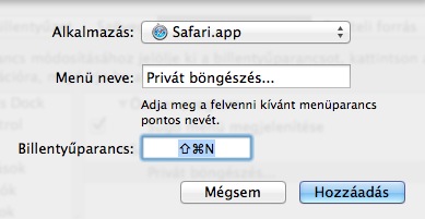 OSX Safari: Privát böngészéshez billentyűparancs