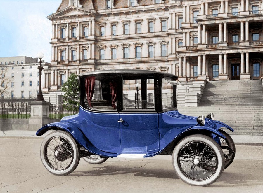 1921 or 1922. Detroit Electric car at the State, War and Navy building in Washington, DC..jpg